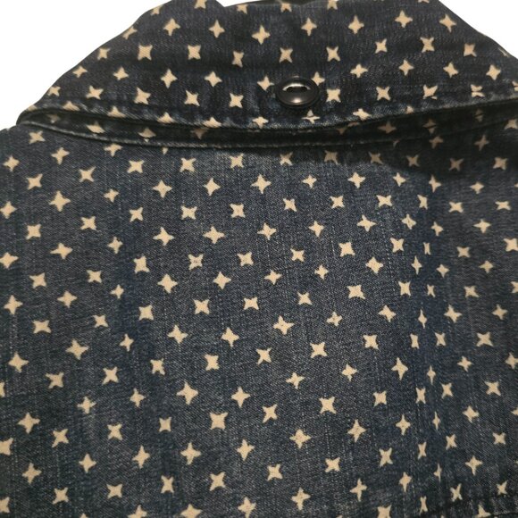 J.Crew Dark Denim Star Print Button-Down Shirt - Women's Long Slee - Picture 3 of 6